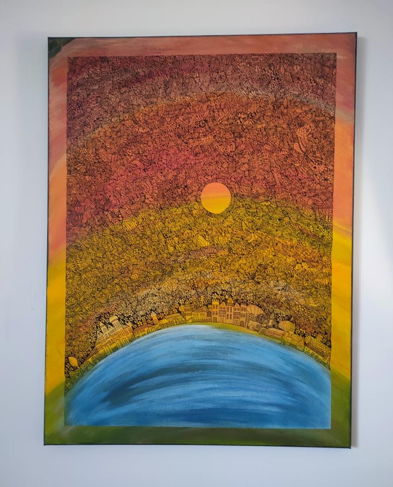 MĚSTO U ZÁTOKY plátno 70x70 cm